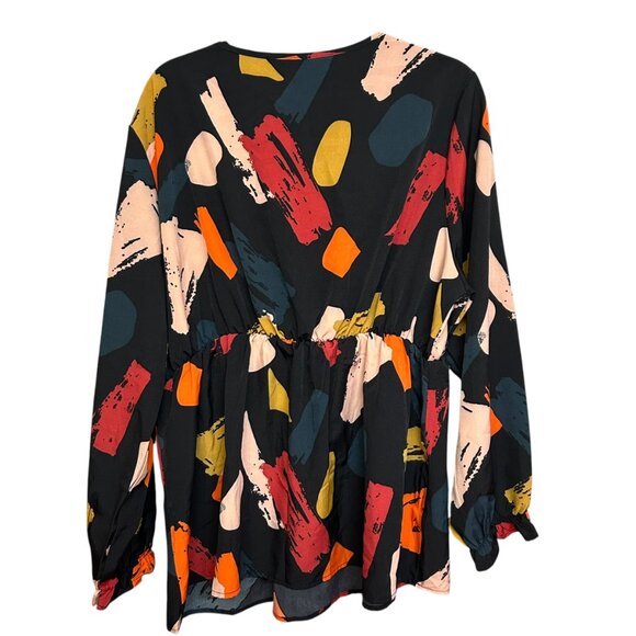 Shein Curve Artsy Long Sleeve Peplum Blouse Plus Size 3XL - Picture 3 of 5